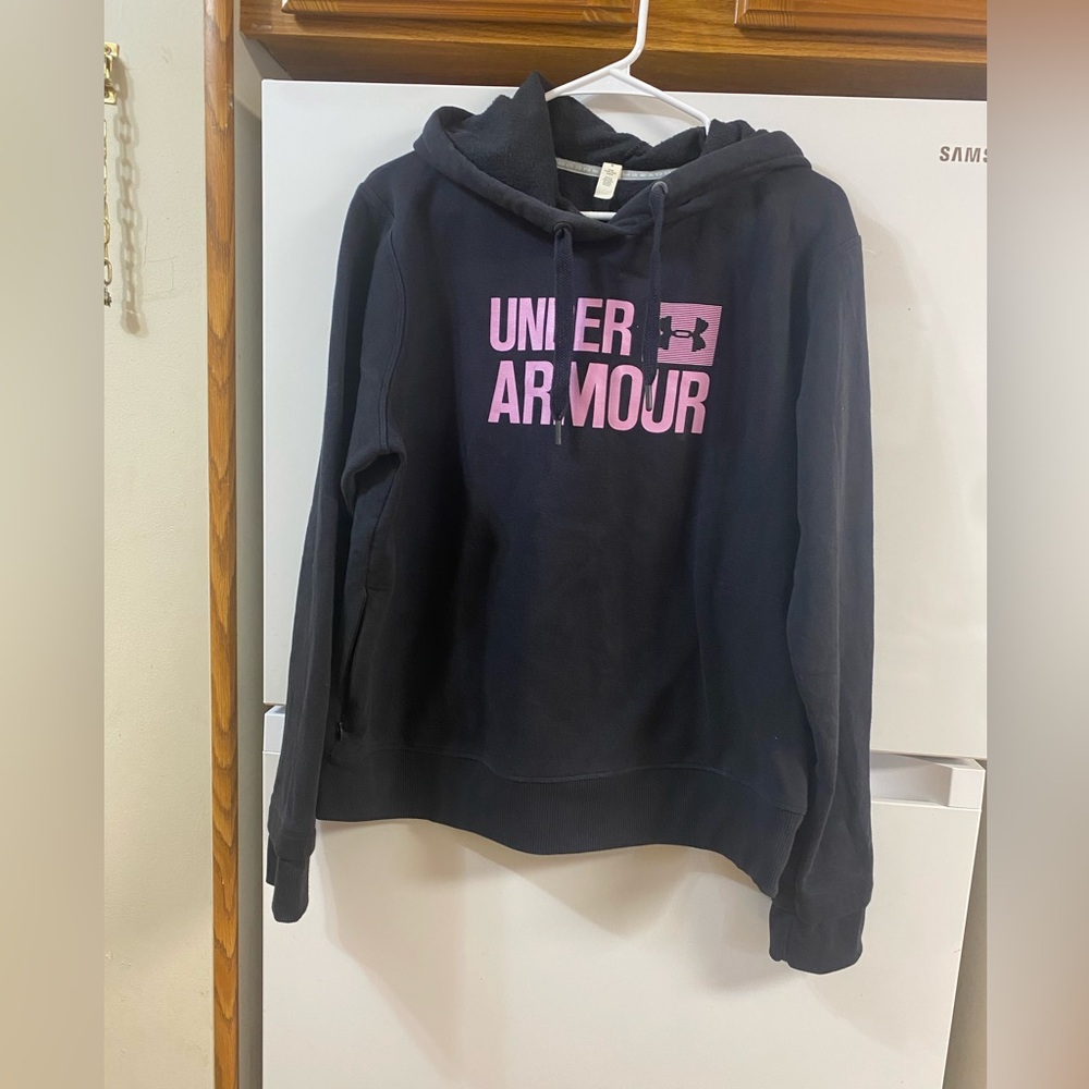 Under Armour Women's Black and Pink Hoodie